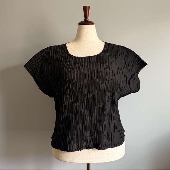 Black Pleated Women's Top - Picture 2 of 4
